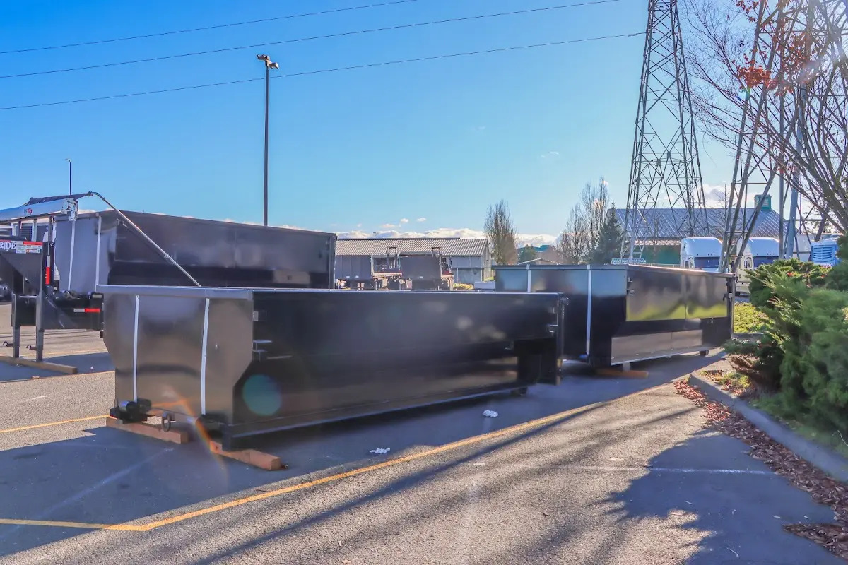 Roll-off dumpster ready for waste disposal at job site for 15 Yard Dumpster Rental in Clyde